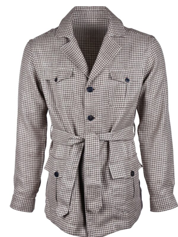 Fralbo Napoli wool sahariana jacket houndstooth