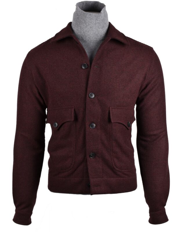 Fralbo Napoli wool cashmere bomber jacket bordeaux