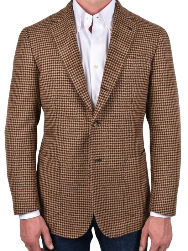 Stile Latino cashmere blazer brown houndstooth