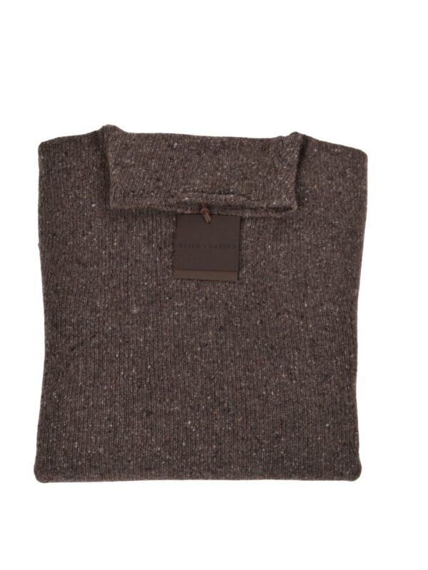 Stile Latino donegal tweed sweater brown turtleneck