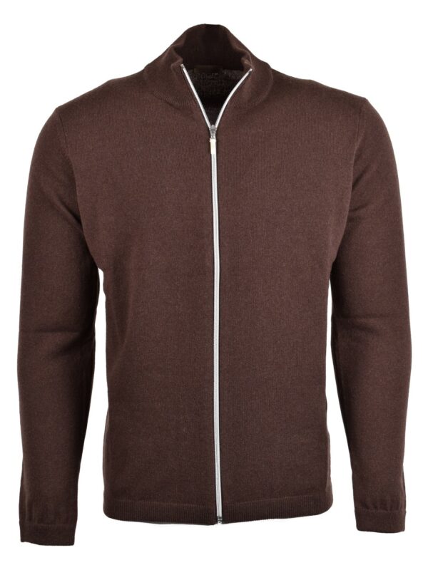 Stile Latino full zip cashmere cardigan brown