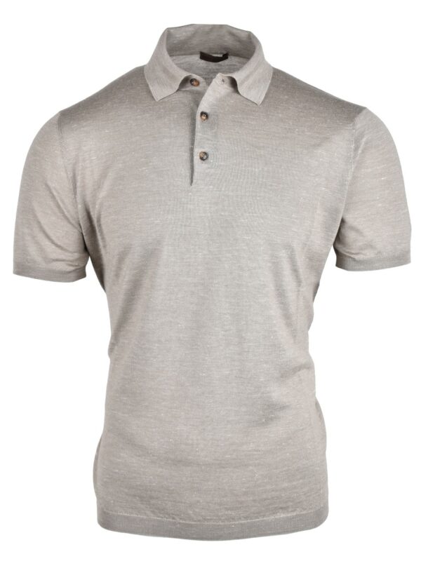 STILE LATINO CASHMERE SILK HEMP POLO T-SHIRT BEIGE