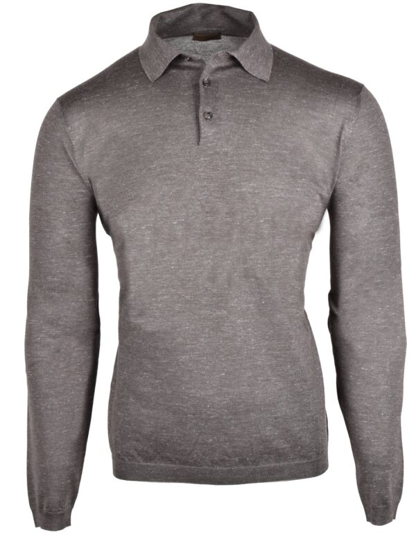 STILE LATINO CASHMERE SILK HEMP POLO LONG SLEEVE