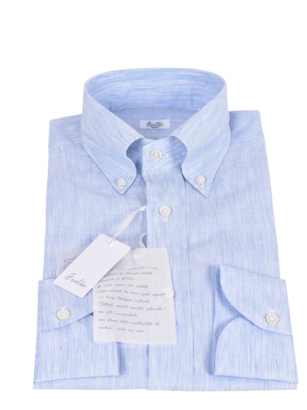 Fralbo Napoli linen shirt light blue striped