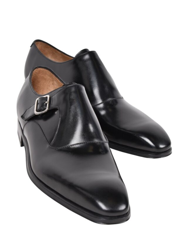 ENZO BONAFE single monk strap shoes black