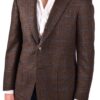 Stile Latino wool silk cashmere blazer brown check