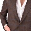 Stile Latino wool silk cashmere blazer brown check handmade