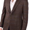 Stile Latino wool silk cashmere blazer brown check