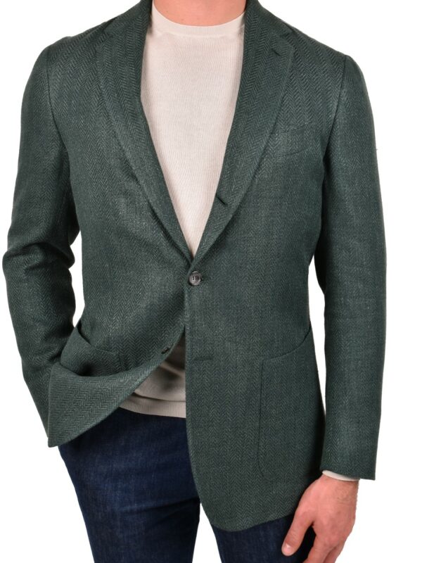 Stile Latino green herringbone blazer