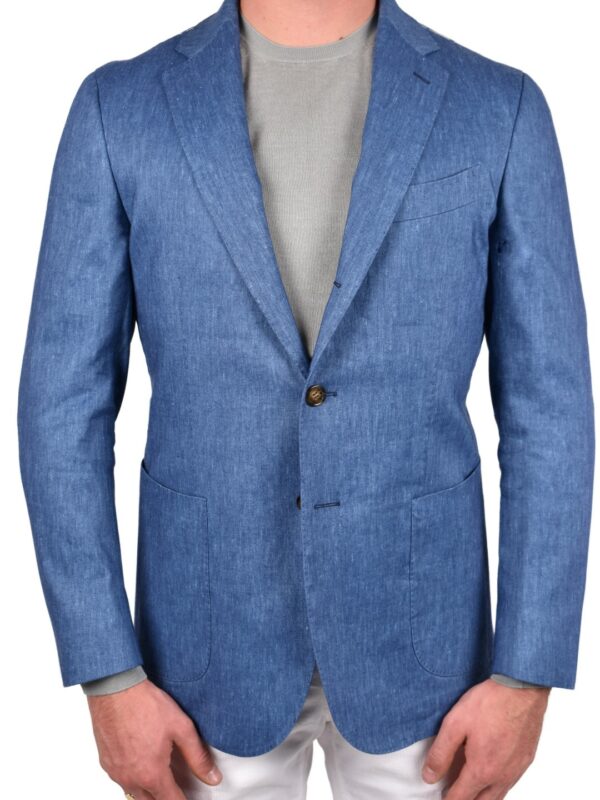 Stile Latino cashmere linen blazer handmade blue