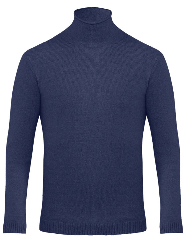 Stile Latino sweater camel turtleneck blue