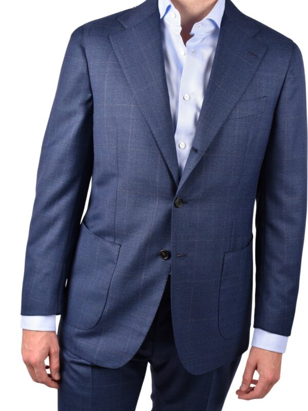 LUIGI MELLUSO WOOL SUIT Blue check