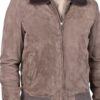 MANDELLI suede bomber jacket fur collar