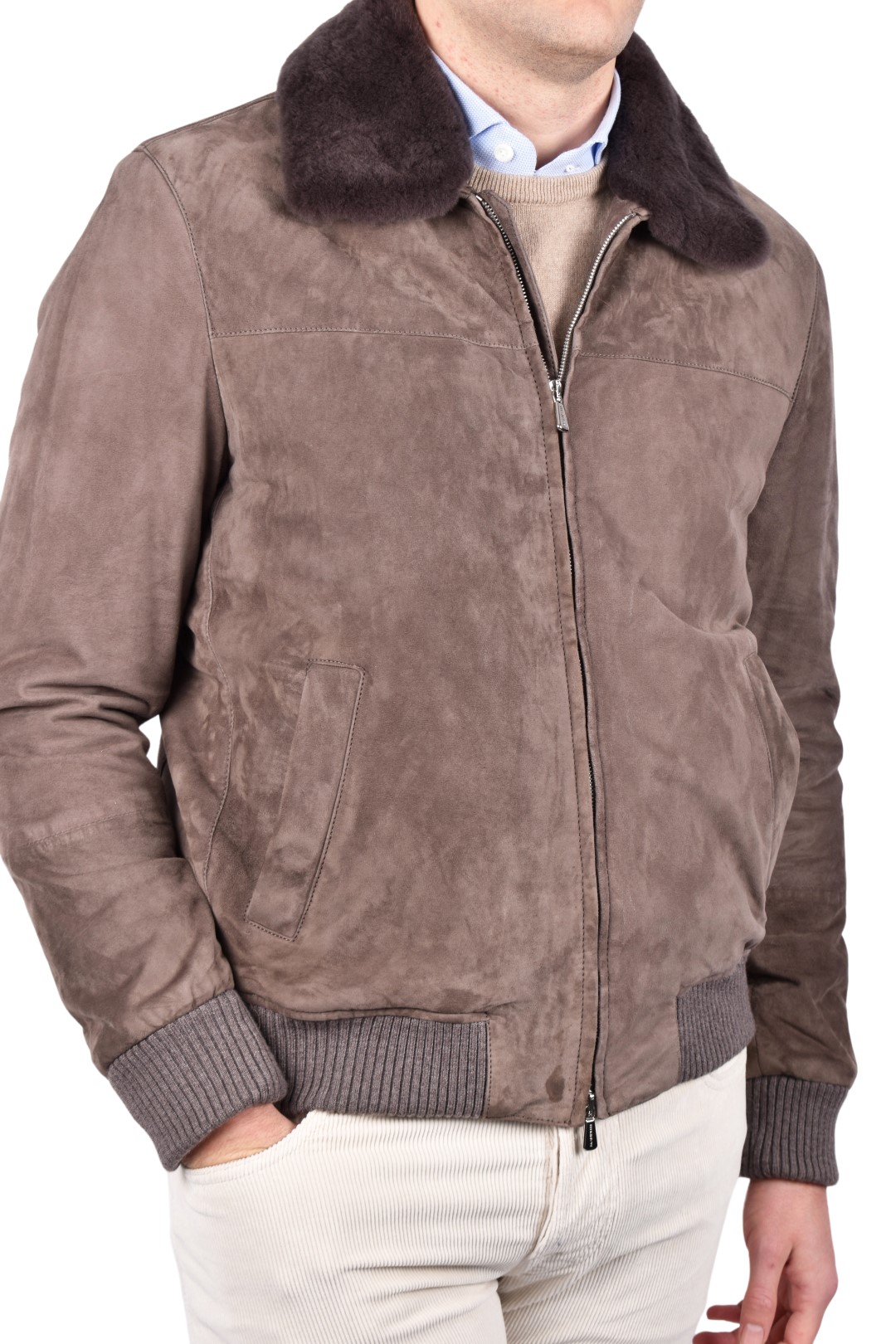 MANDELLI suede bomber jacket - Time for Moda