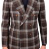 STILE LATINO wool double breasted blazer brown gray check