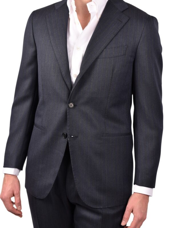 LUIGI MELLUSO wool suit gray blue striped