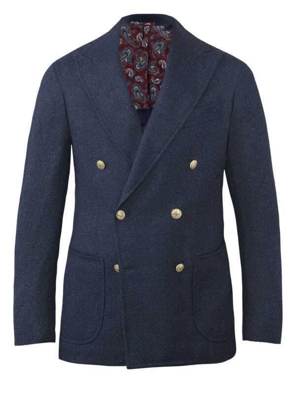 STILE LATINO wool alpaca silk blazer navy golden buttons