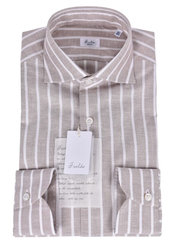 Fralbo Napoli striped shirt cotton silk linen handmade
