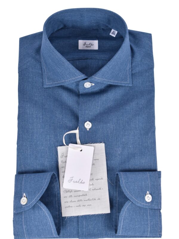 Fralbo Napoli striped shirt chambray denim