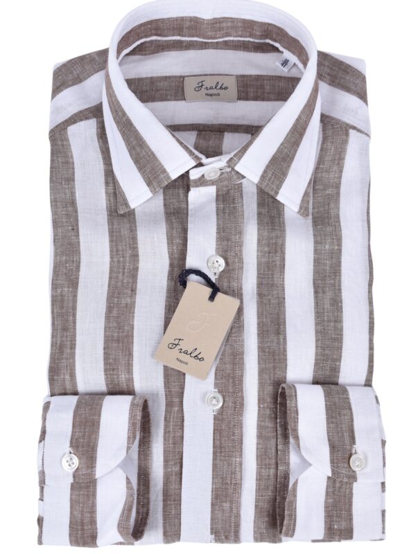 Fralbo Napoli linen shirt handmade bold stripes