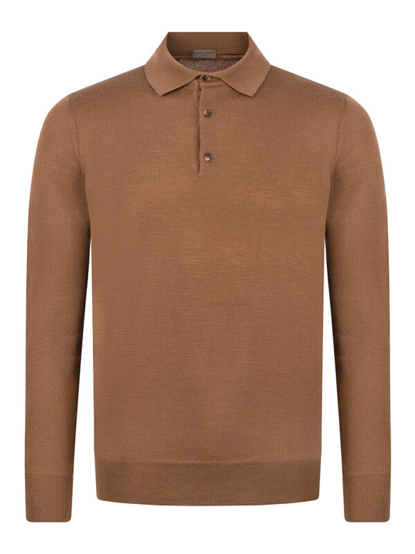 Stile Latino wool sweater caramel brown polo