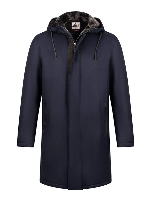 LUCIANO BARBERA shearling lined coat navy c0000385