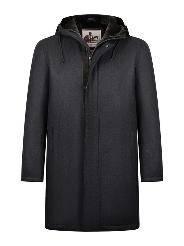 LUCIANO BARBERA shearling lined coat gray 25017/97