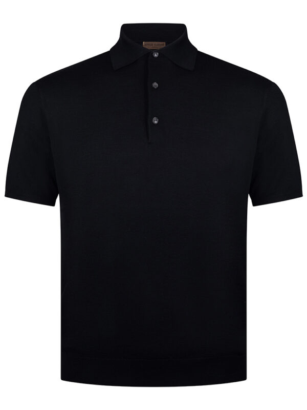 STILE LATINO wool silk polo t-shirt black