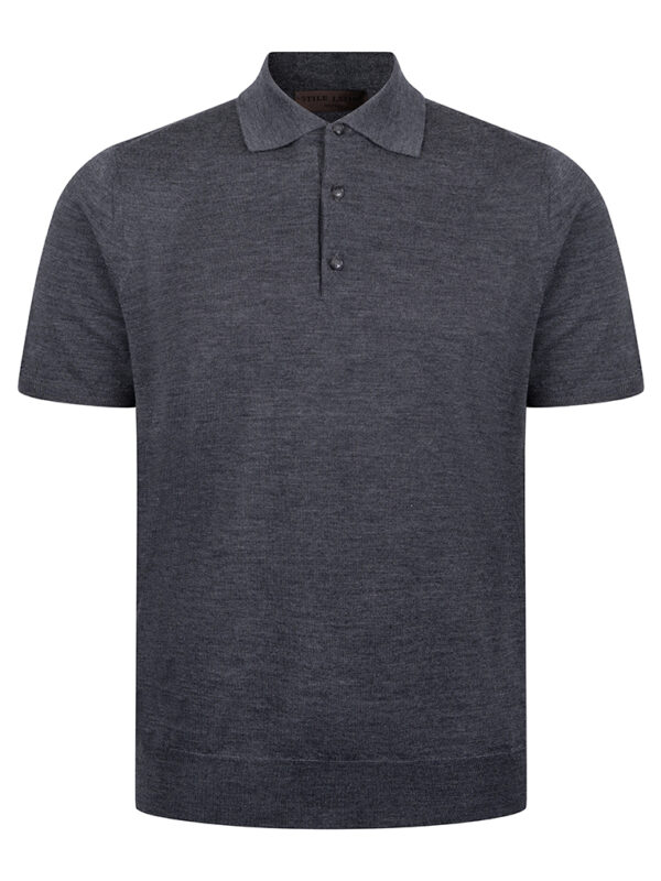 Stile latino dark gray wool silk polo t-shirt