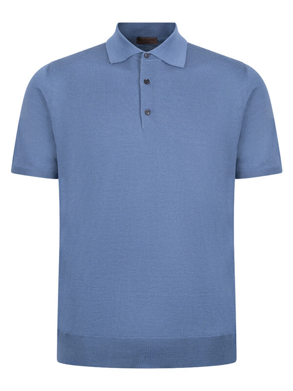 Stile latino azzure blue wool silk polo t-shirt