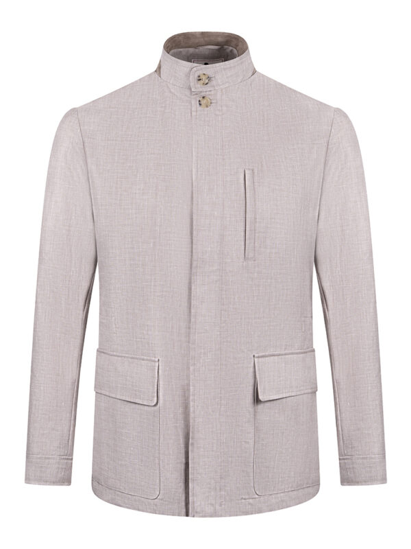 LUCIANO BARBERA linen wool silk jacket beige