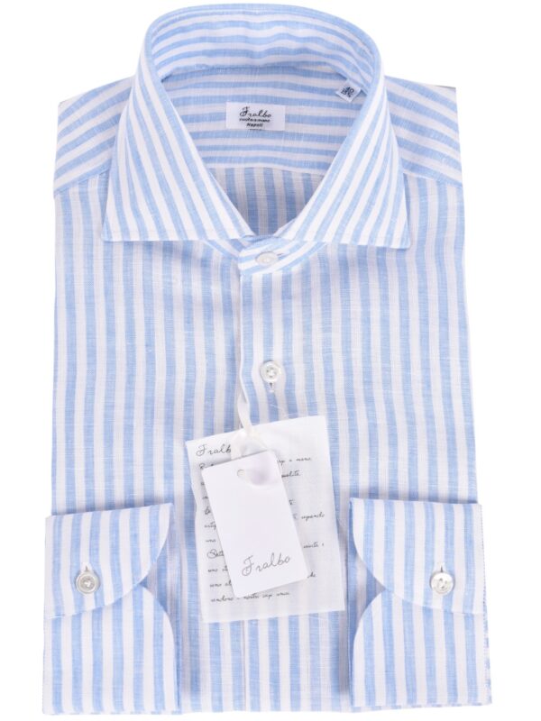 Fralbo Napoli light blue striped linen shirt