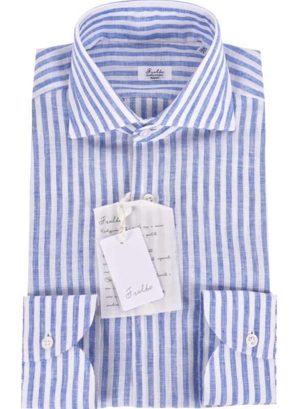 Fralbo Napoli blue striped linen shirt