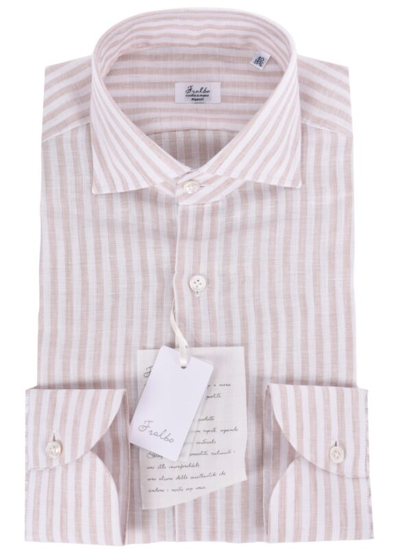 Fralbo Napoli beige striped linen shirt handmade