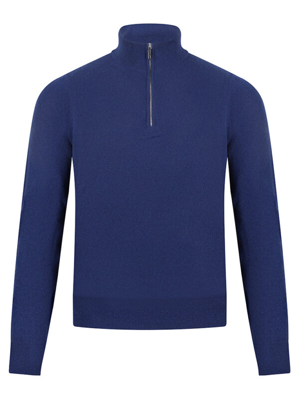 Stile Latino cashmere half zip sweater dark blue