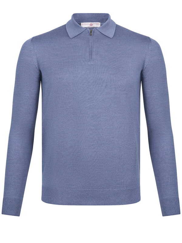 Luciano Barbera longsleeves polo light blue
